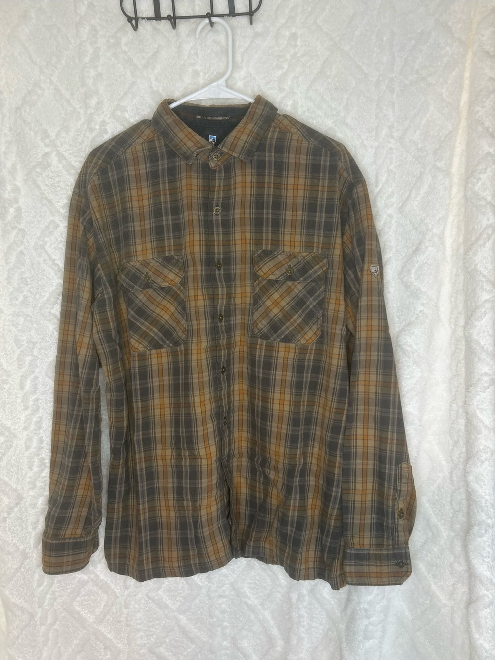 Kuhl Men's Casual Outdoor Apparel - Plaid Button-Down Shirt - Brown/Yellow